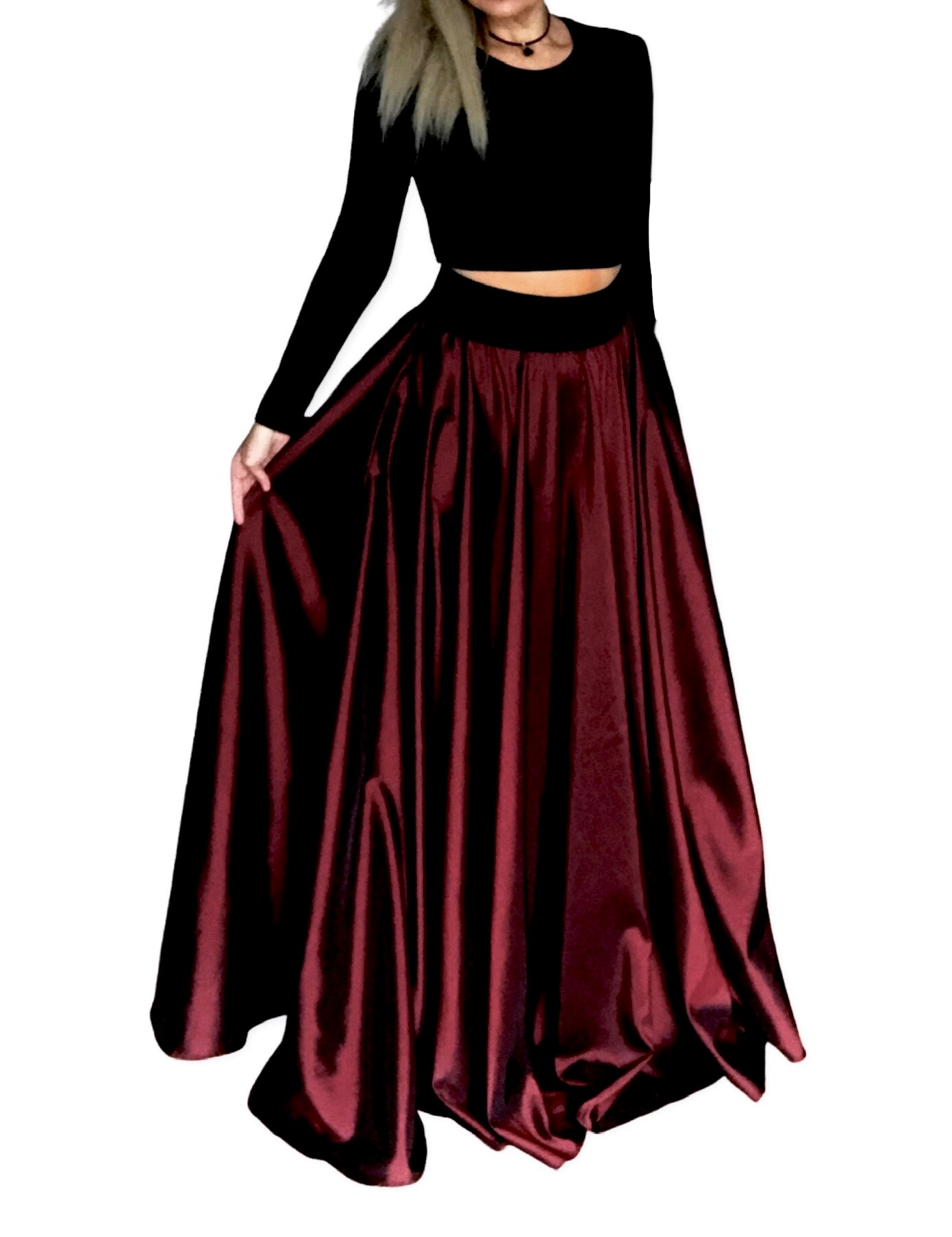 Dlouhá sukně - maxi sukně červená tmavá BOROS DR-L-RD01